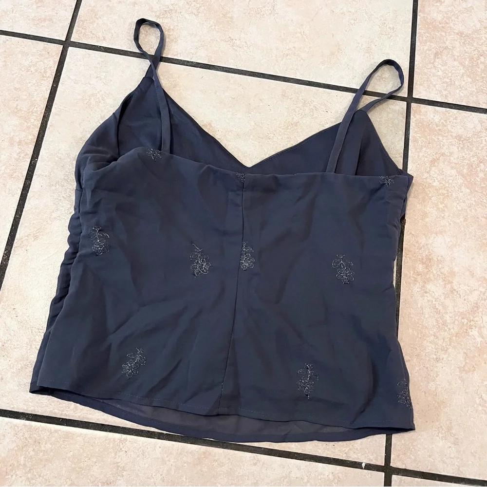 Vintage Y2K Women’s‎ S Embroidered Camisole Tank Top Gray